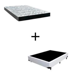 Cama Box Viúva - Tecido Sintético Branco com Colchão Extra Firme D28 - Suporta 80Kg
