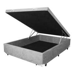 Box Baú Casal Suede Cinza  138X188