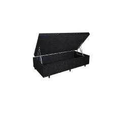 Cama Box Baú Solteiro Blindado Suede Preto