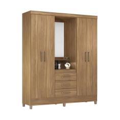 Guarda-Roupas Casal 4 Portas 3 Gavetas e Espelho Multimóveis CR35190