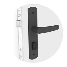 Fechadura Externa Soprano Ipanema com Espelho, Metalix Preto - Ipanema-4053-py-e27