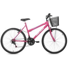 Bicicleta Mormaii Aro 26 Safira Com Cesta Rosa