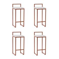 Kit 4 Banquetas Industrial Alta Bar Cozinha Bistrô em Aço Dori Cobre A