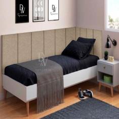 Conjunto de Cabeceira Painel Cama Box Laura II Clean Solteiro 0,90 cm 