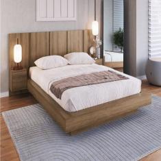 Cama Casal Queen Suspensa, Cabeceira e Mesas de Apoio 140/160 Zurique 