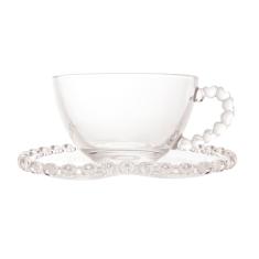 Xícara de Chá de Cristal com Pires Lyor Coração - 170ml 