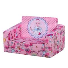 Cadeira de sofá infantil de espuma, sofá conversível 2 em 1 para espreguiçadeira para crianças até 3 anos, sofá-cama infantil de tecido de veludo com bolso lateral para cochilo e brincar (W22.04)