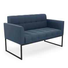 Sofá Namoradeira Elisa Suede Base Metálica Industrial Preto - D'rossi Cor Azul Marinho