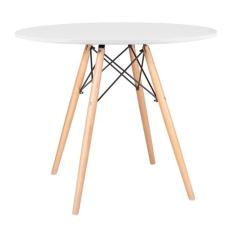 Mesa De Jantar Redonda Eames Eiffel - Wood - Tampo De Mdf - 90cm - Branco