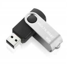 Pen Drive Twist 8GB USB Leitura 10MB/s e Gravação 3MB/s Preto Multilas