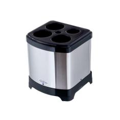 Lixeira Quadrada Inox Para Copos Descartáveis 40cm - CM Design