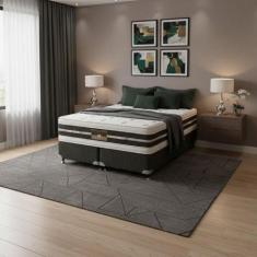 Cama Box + Colchão Castor Queen Silver Star Air Double Face Tecnopedic