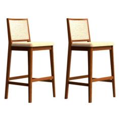 Conjunto com 2 Banquetas Sila Imbuia e Bege - Carmo