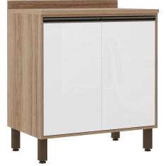 Balcão Cozinha 80 Cm 2 Portas Branco Laca Mel Luciane Móveis