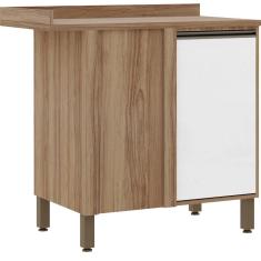 Balcão Cozinha 95Cm Canto Reto 1 Porta Branco Laca Mel Luciane Móveis