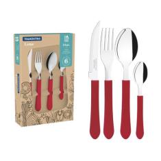 Faqueiro Inox 24Pc Leme Vermelho Tramontina