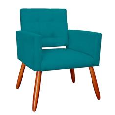 Poltrona Decorativa Camila Pés Palito Suede Azul Turquesa - DS Estofados