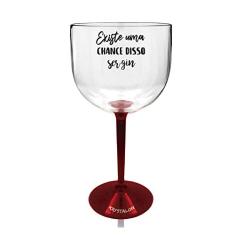 Taça Gin Bicolor Vermelha Acrílico Personalizada - Chance de Ser Gin
