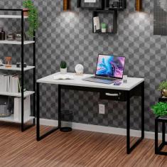 Mesa Para Escritório Escrivaninha Diretor Estilo Industrial 120cm Branco