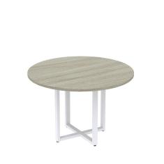 Mesa de Reunião Redonda 100cm MRR1100P25TUB Nogueira Casablanca/Branco