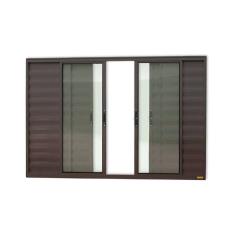 Janela Veneziana Confort 6 Folhas Vidro Liso 120cm x 150cm Brimak Corten