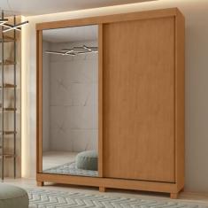 Guarda-roupa Casal 2 Portas 2 Gavetas Zeine com espelho e com Pés Amêndoa Clean/off White/amêndoa Clean