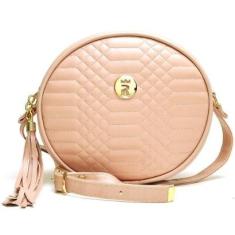 Bolsa Redonda Pequena Alça Transversal Ajustável Feminina-Feminino
