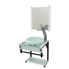 Gabinete de Vidro 40cm Apx Com Cuba Chapeu Branco