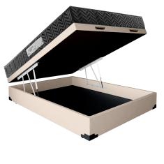 Cama Box Baú Casal Colchão Prime Gold D33 Acolchões + Box Sintético 61x138x188 Bege