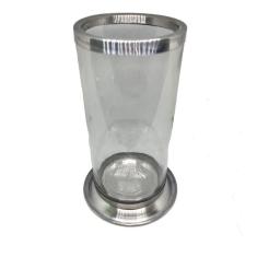 Castiçal Para Vela De 7 Dias Vidro E Alumínio 18Cm Altura