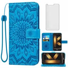 Asuwish Capa de telefone para LG K20/K20 Plus/K20 V/Harmony/V5/K10 2017/Grace LTE Capa carteira com protetor de tela de vidro temperado Slim Flip Cover Card Holder LGK20Plus LGK20V K20V K 20 20K K20+