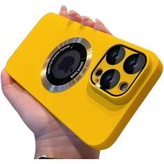 Doulings Série magnética projetada para capa de iPhone, [compatível com MagSafe] [proteção contra quedas militares e corpo inteiro], capa à prova de choque com logotipo fosco de luxo (amarelo, iPhone