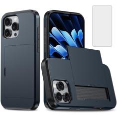 Asuwish Capa de telefone para iPhone 16 Pro Max 6,9 polegadas com protetor de tela de vidro temperado e suporte para cartão de crédito capa carteira rígida híbrida acessórios para celular i Phone16