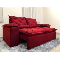 Sofá Retrátil e Reclinável 2,00m em Tecido Veludão C/ Pillow nos Braço