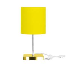 Abajur Eros Cilindrico Amarelo Base Dourada Quadrada - MARRYLUZ