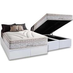 Conjunto: box com baú branco + colchão american molas maxspring queen 