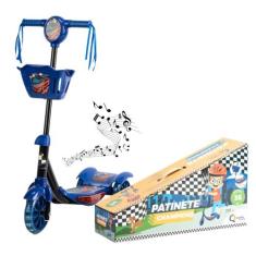 Patinete Infantil Luz De Led 3 Rodas Com Cesta Rosa Ou Azul - Camppor,