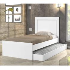 Cama Solteiro 0,88cm Com Auxiliar Branco E Dois Colchões