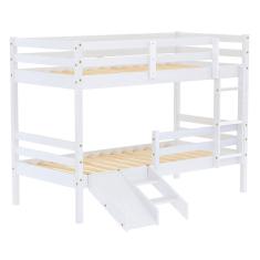 Beliche Solteiro Infantil Eco E Mini Escada/escorregador Madeira Maciça Branco Mobilistore