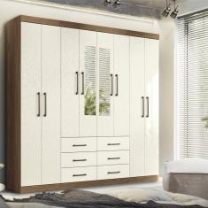 Guarda-roupa Casal 8 Portas 6 Gavetas Liverpool Com Espelhos Jatobá-areia