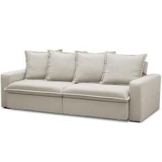 Sofá Retrátil Reclinável Living 215cm Vêneto F04 Veludo Bege