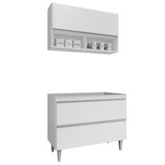 Armário De Cozinha Com Nichos Cp01 Para Pia 100cm M24 Branco - Mpozenato