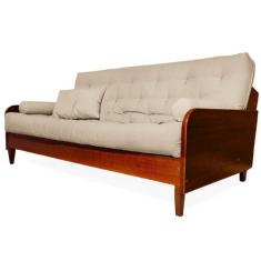 Sofá Cama Paris II Sarja em Madeira Maciça Cor Imbuia - R9 Design Futo