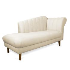 Divã Recife Veludo Bege 165 cm Pés Chanfrado Castanho - D'Rossi