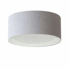 Plafon Cilíndrico Md-3161 Cúpula Em Duplo Tecido 50x25cm Cinza / Branco - Bivolt