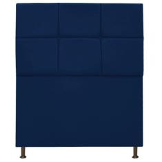 Cabeceira Estofada Damares Solteiro Botonê Suede Azul Marinh