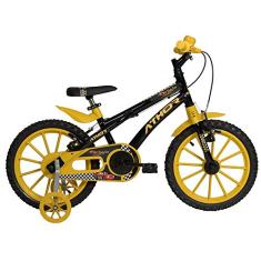 Bicicleta Aro 16 Baby Lux Masculina Preta com Kit Amarelo