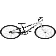 Bicicleta de Passeio Ultra Bikes Esporte Bicolor Rebaixada Aro 26 Reforçada Freio V-Brake Sem Marcha Preto Fosco/Branco