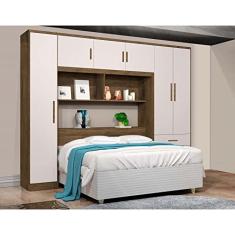 Guarda Roupa Casal com Cabeceira 6 Portas 3 Gavetas Top Cancun J&a Móveis Jequitiba/off White