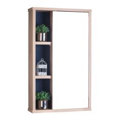 Armário com Espelho para Banheiro Milano Carvalho e Azul Marinho